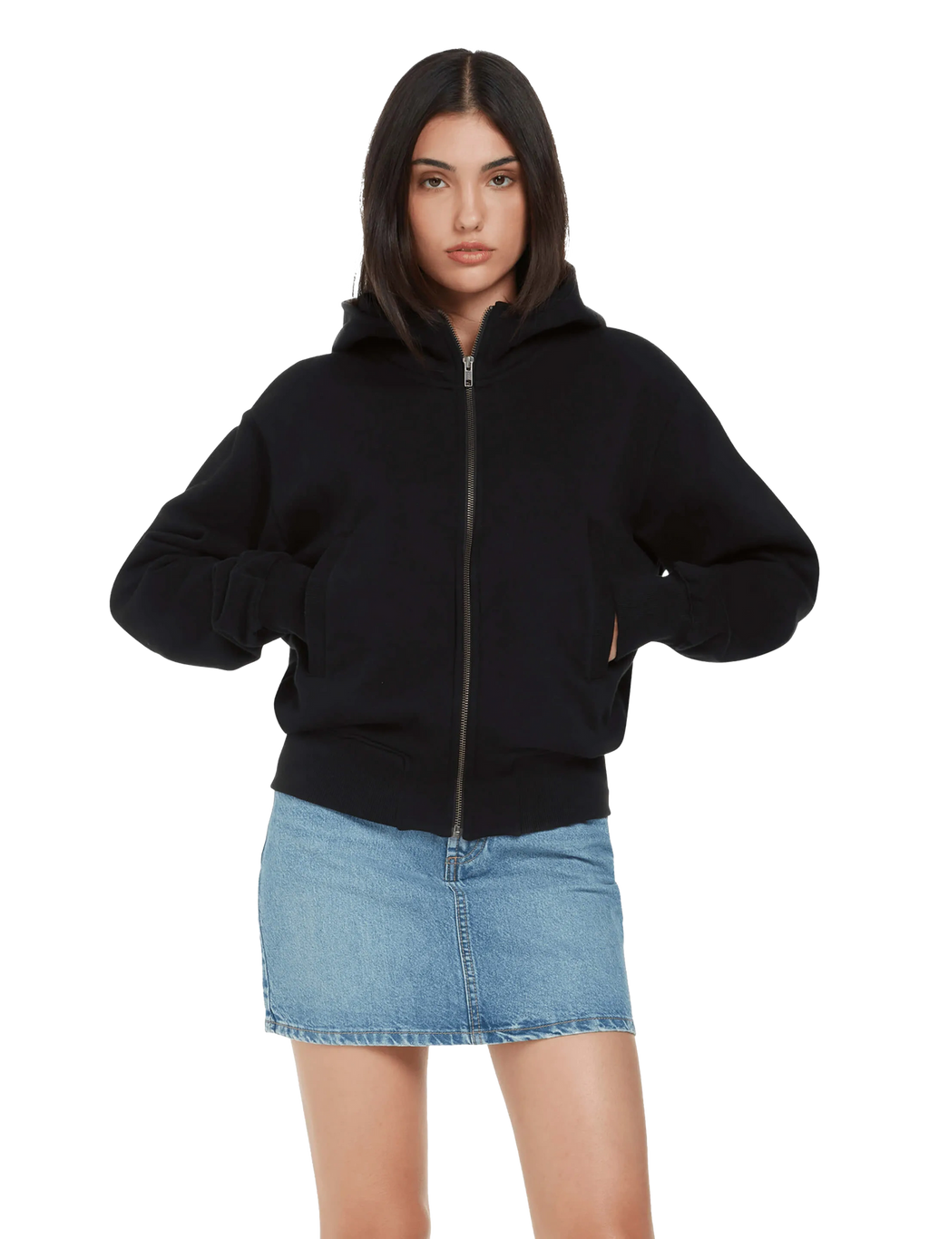 Organic Bomber Jacket Hoodie: Unisex XS Black XS / Black S / Black M / Black L / Black XL / Black 2XL / Black