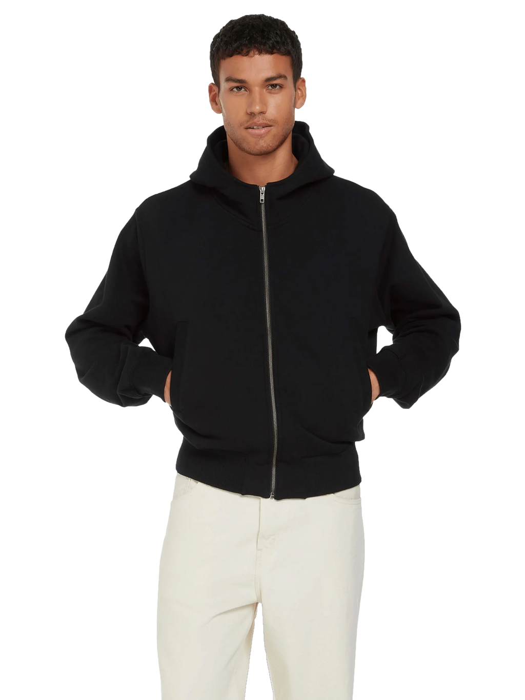 Organic Bomber Jacket Hoodie: Unisex XS Black XS / Black S / Black M / Black L / Black XL / Black 2XL / Black