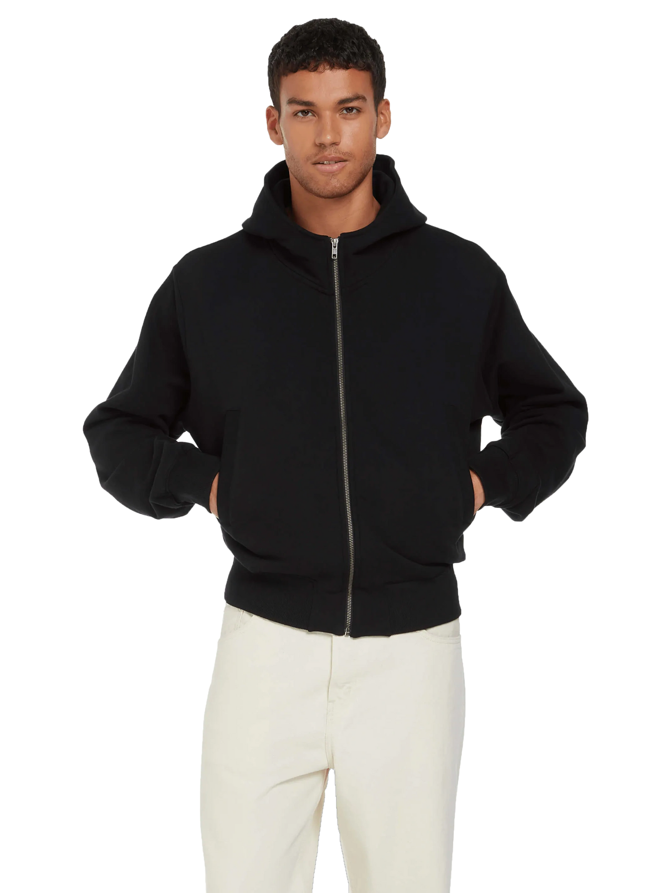 Organic Bomber Jacket Hoodie: Unisex XS Black XS / Black S / Black M / Black L / Black XL / Black 2XL / Black