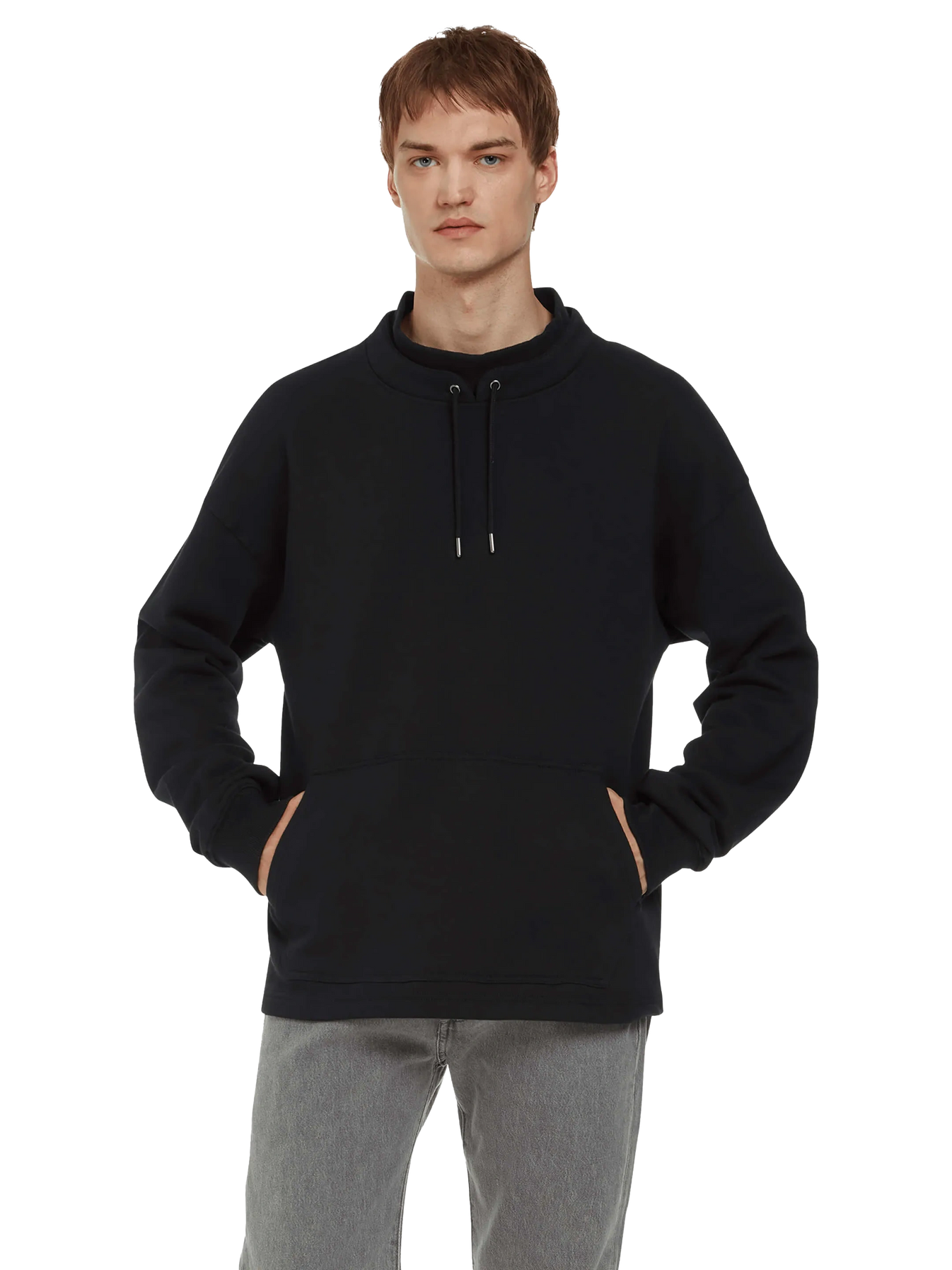 Organic Mock Neck Sweatshirt: Unisex S Black S / Black M / Black L / Black XL / Black 2XL / Black S / Sueded Black M / Sueded Black L / Sueded Black XL / Sueded Black 2XL / Sueded Black