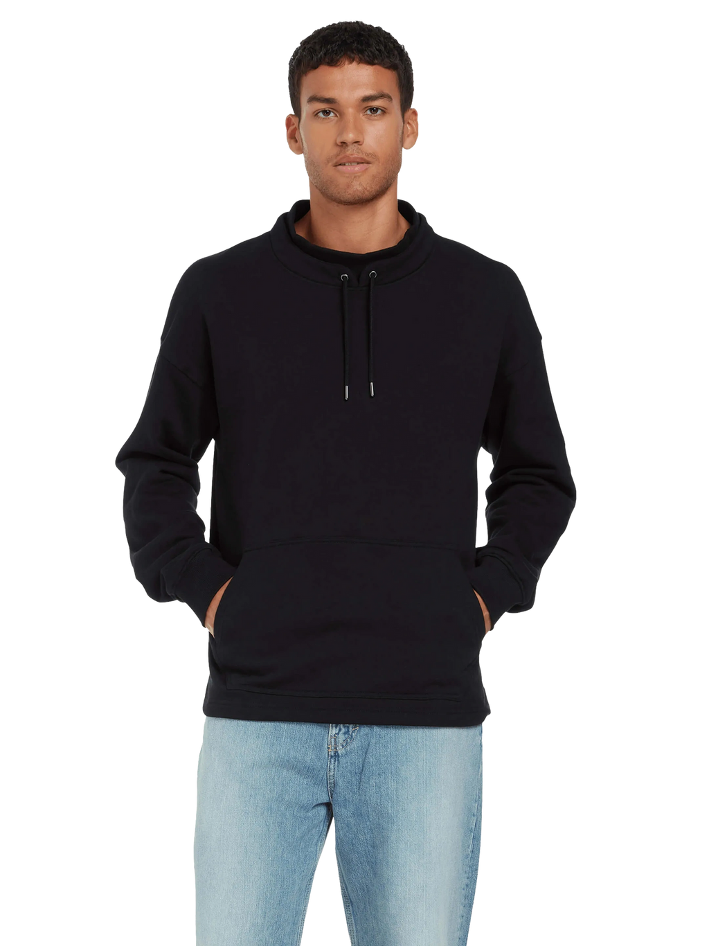 Organic Mock Neck Sweatshirt: Unisex S Black S / Black M / Black L / Black XL / Black 2XL / Black S / Sueded Black M / Sueded Black L / Sueded Black XL / Sueded Black 2XL / Sueded Black