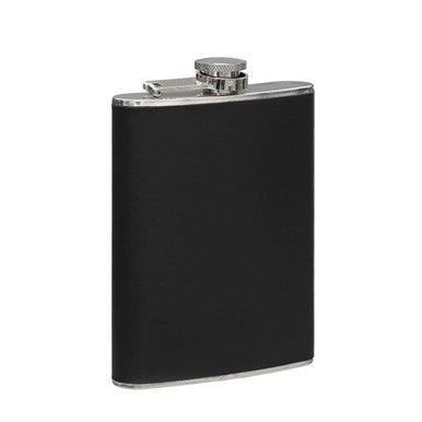 Black Leather Effect Stainless Steel Hip Flask Set hipflasks Default Title Default Title