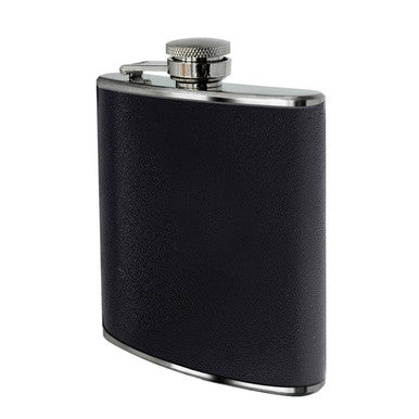 Black Leather Effect Stainless Steel Hip Flask Set hipflasks Default Title Default Title