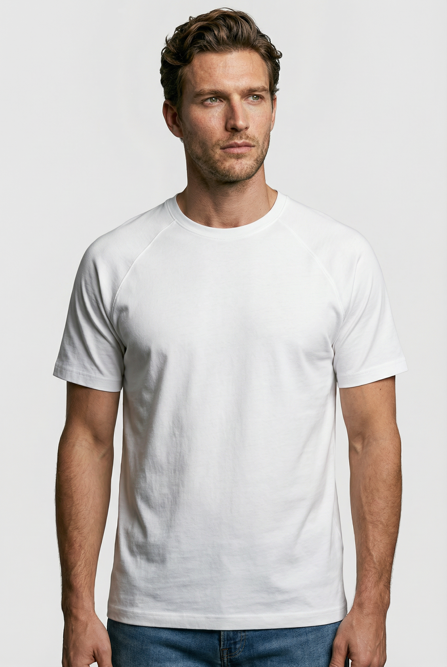 Hoxton Raglan Sleeve Fitted T-shirt - White Jersey tops S S M L XL XXL