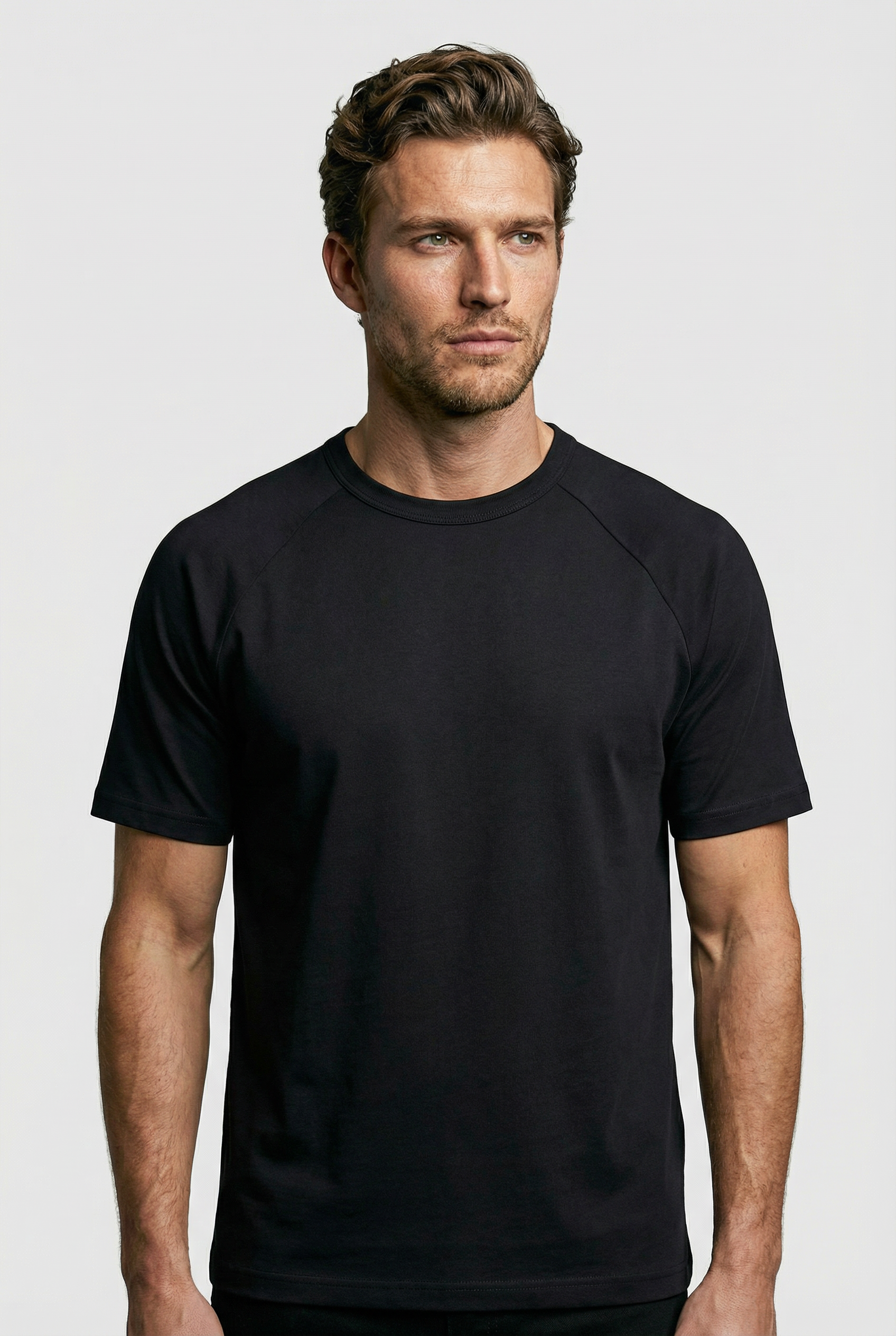 Hoxton Raglan Sleeve Fitted T-shirt - Black Jersey tops S S M L XL XXL