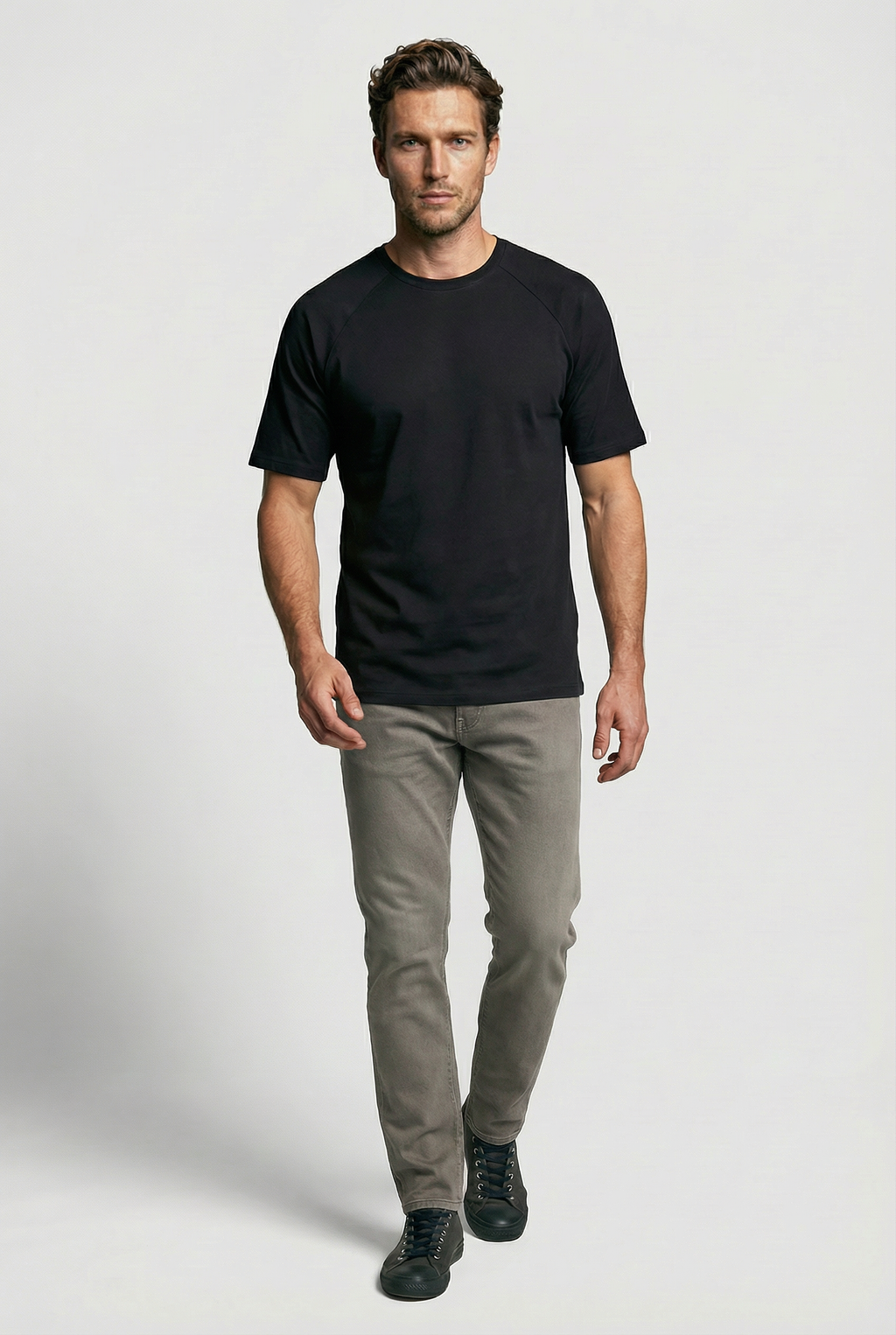 Hoxton Raglan Sleeve Fitted T-shirt - Black Jersey tops S S M L XL XXL