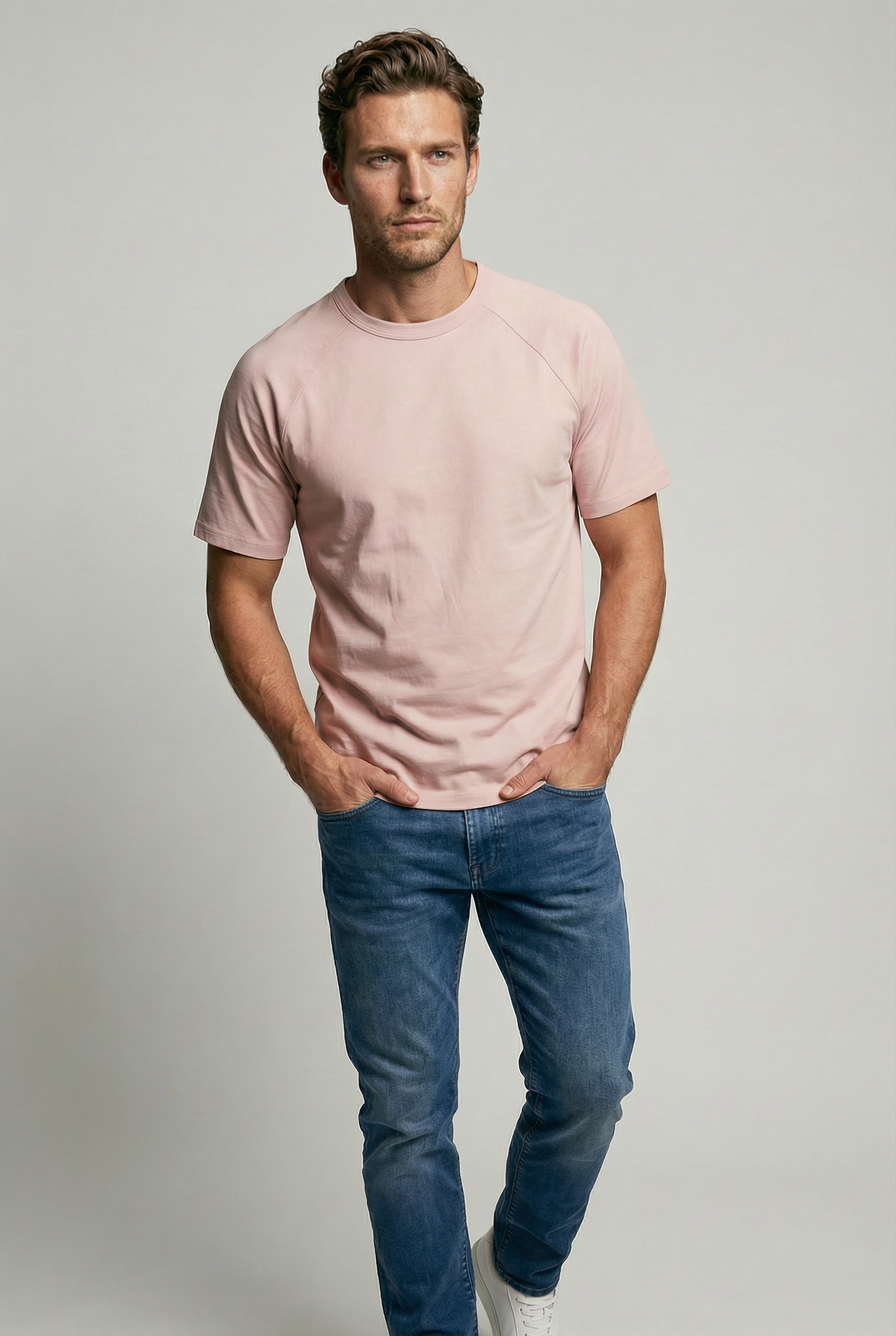 Hoxton Raglan Sleeve Fitted T-shirt - Nude Jersey tops S S M L XL XXL