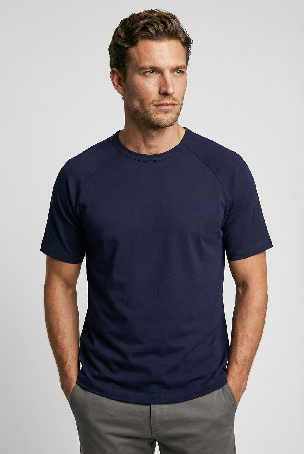 Hoxton Raglan Sleeve Fitted T-shirt - Navy Jersey tops S S M L XL XXL