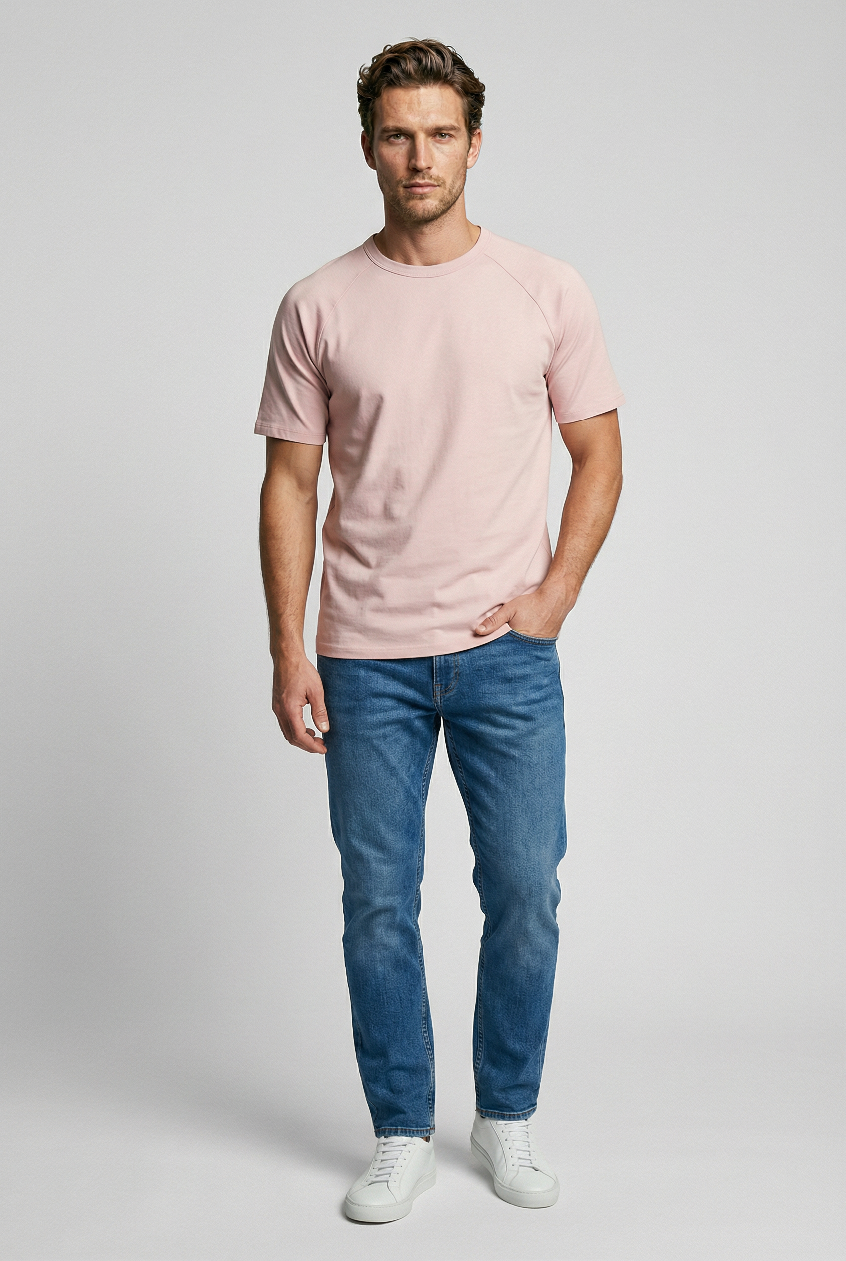Hoxton Raglan Sleeve Fitted T-shirt - Nude Jersey tops S S M L XL XXL