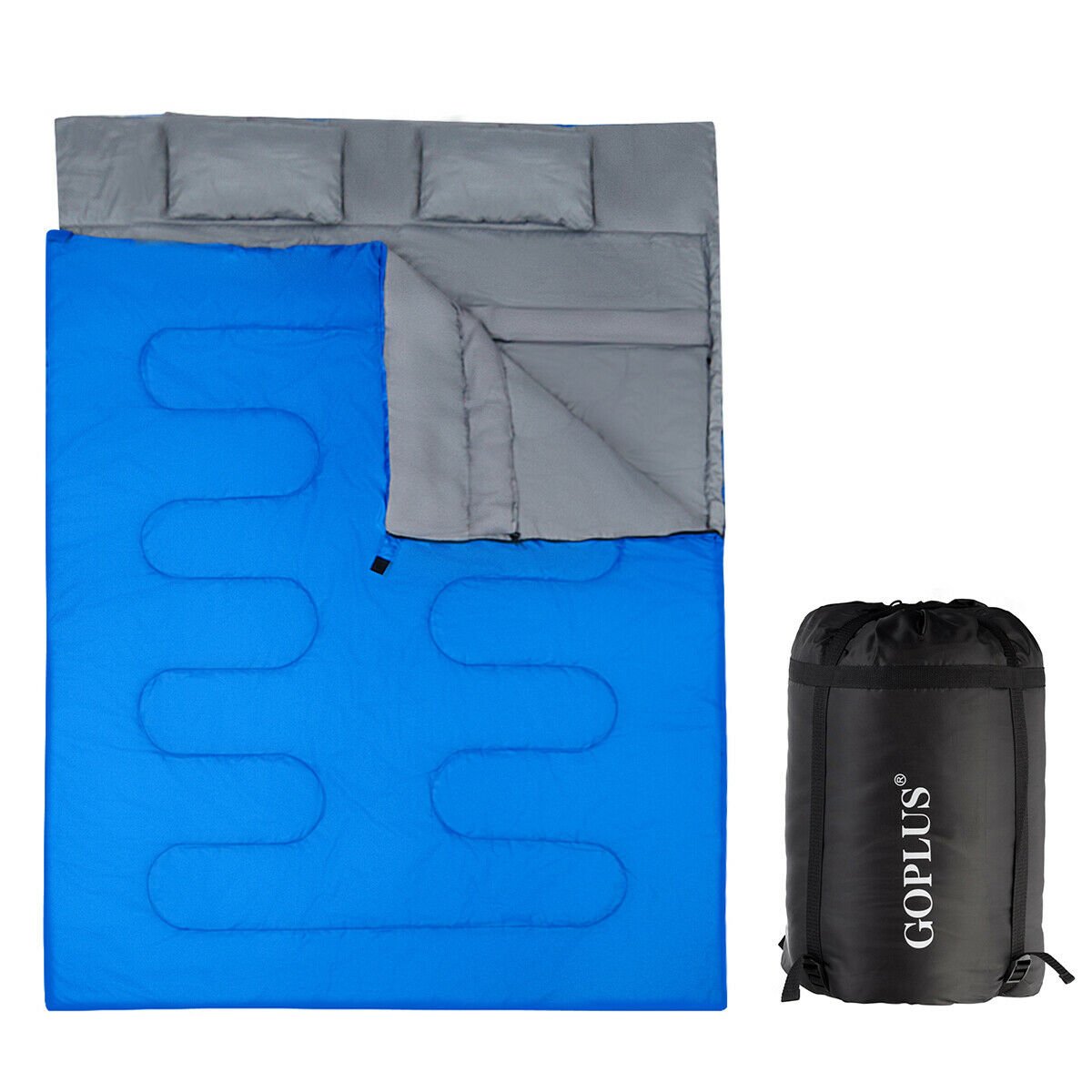 Double Sleeping Bag Extra Large Waterproof with Carrying Bag-Black Outdoor > Camping > Sleeping Bags Black Black Blue Green