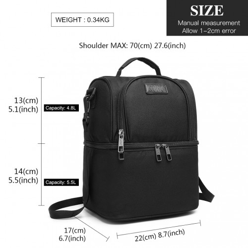 E1958-KONO INSULATED COOL BAG FAMILY LUNCH BOX - BLACK Default Title Default Title