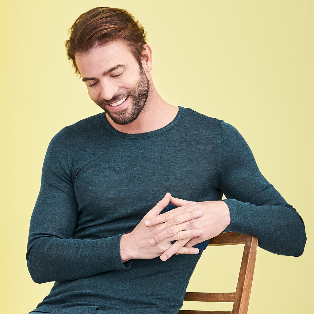 Organic Wool & Silk Long Sleeve T-shirt: Mens S Black S / Black M / Black L / Black XL / Black 2XL / Black S / Natural M / Natural L / Natural XL / Natural 2XL / Natural S / Petrol M / Petrol L / Petrol XL / Petrol 2XL / Petrol