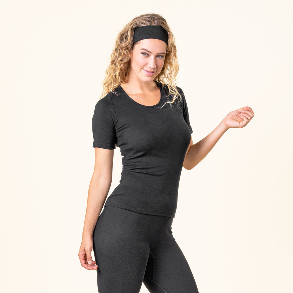 Organic Cotton Base Layer T-shirt: Womens S Black S / Black M / Black L / Black XL / Black S / Dark Rose M / Dark Rose L / Dark Rose XL / Dark Rose S / Natural M / Natural L / Natural XL / Natural