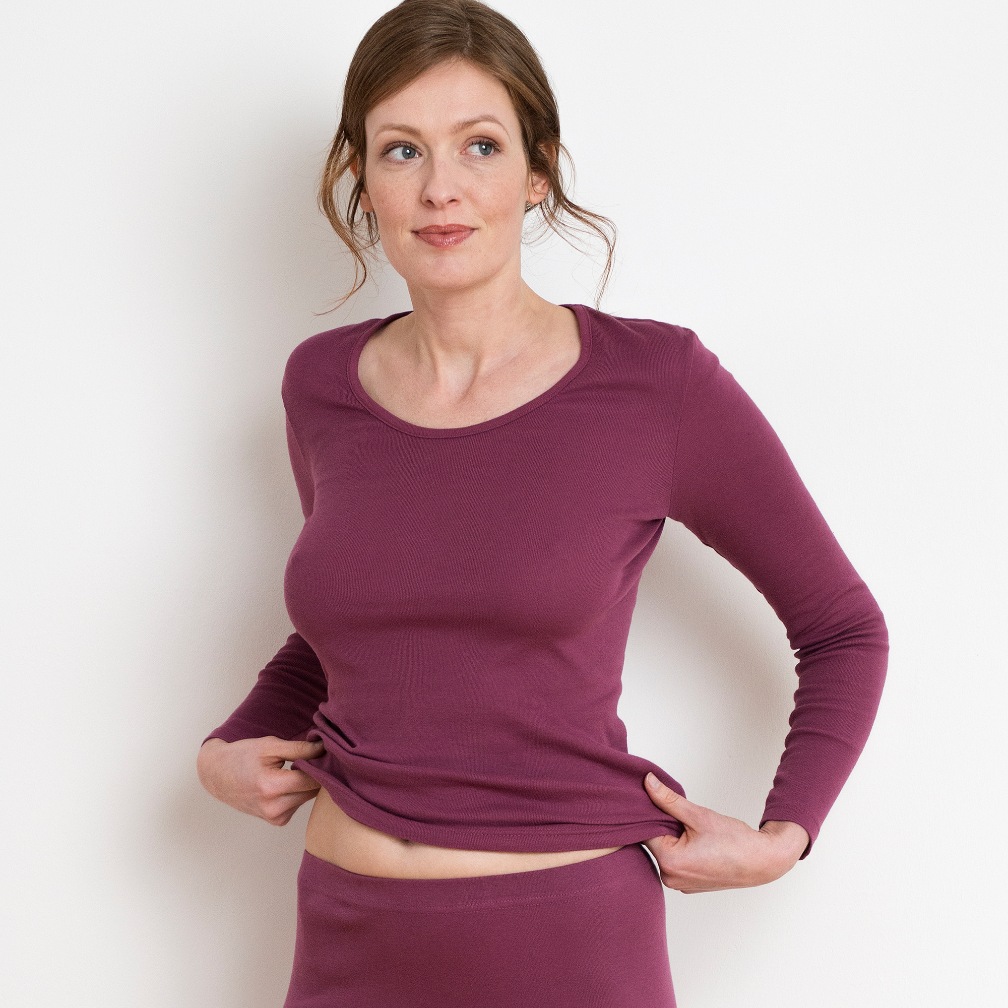 Organic Cotton Thermal Long Sleeve T-shirt: Womens S Black S / Black S / Dark Rose S / Natural S / Velvet Morning M / Black M / Dark Rose M / Natural M / Velvet Morning L / Black L / Dark Rose L / Natural L / Velvet Morning XL / Black XL / Dark Rose XL / Natural XL / Velvet Morning