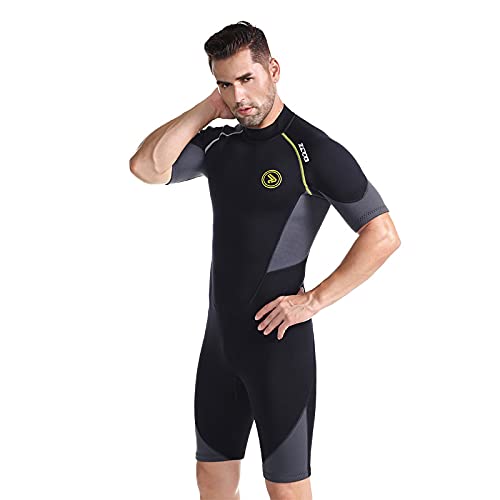ZCCO Men's Shorty Wetsuits 1.5mm Premium Neoprene Back Zip Short Sleeve for Scuba Diving,Spearfishing,Snorkeling,Surfing,4XL Wetsuits Default Title Default Title