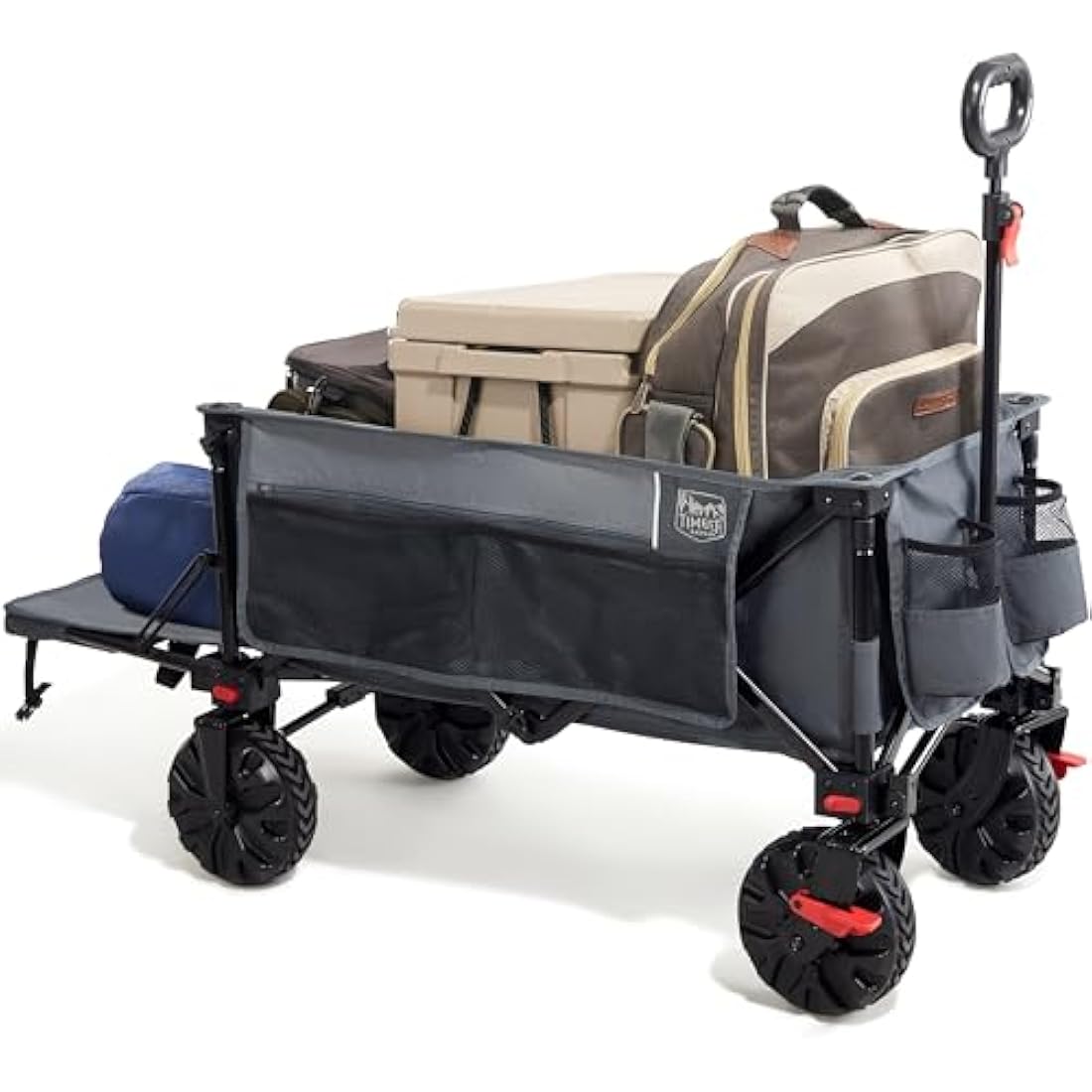 TIMBER RIDGE Festival Trolley 300L with Brakes, Folding Beach Trolley Cart with Tailgate, 135kg Collapsible Wagon Detachable Wide Wheels & Adjustable Handle for Outdoor Camping Garden, Grey Carts & Wagons Default Title Default Title