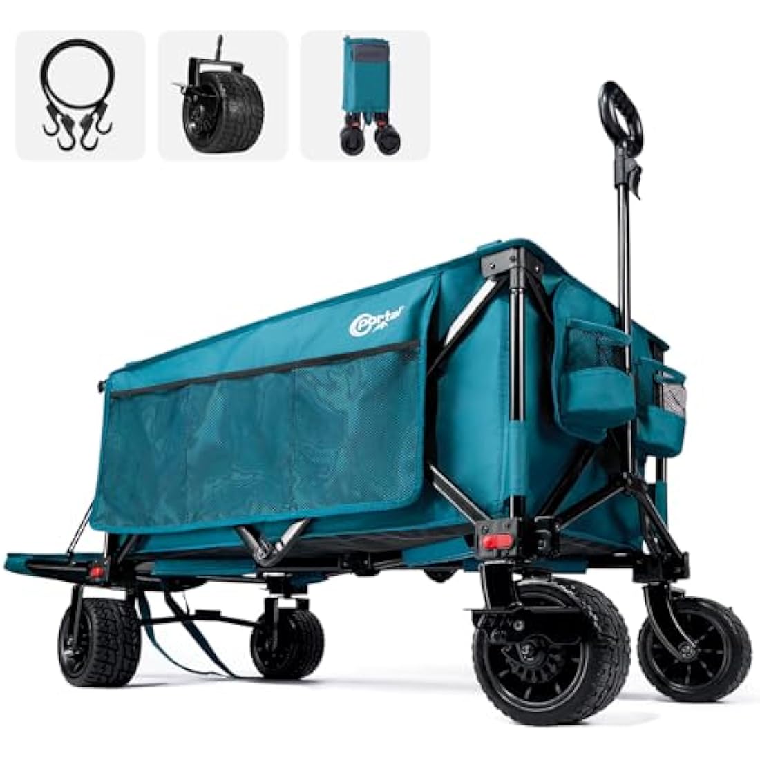 Portal Festival Trolley with Adjustable Tailgate Brakes 300L Beach Trolley for Sand with Big Wheels Camping Cart Heavy Duty Folding Wagon Collapsible Trailer Buggy for Garden Event Carts & Wagons Default Title Default Title