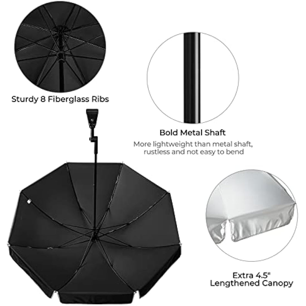 G4Free UPF 50+ Universal Clamp On Umbrella Adjustable Outdoor UV Protection Beach Chair Umbrella for Strollers, Wheelchairs, Patio Chairs, Golf Carts and Beach Beach Umbrellas Default Title Default Title