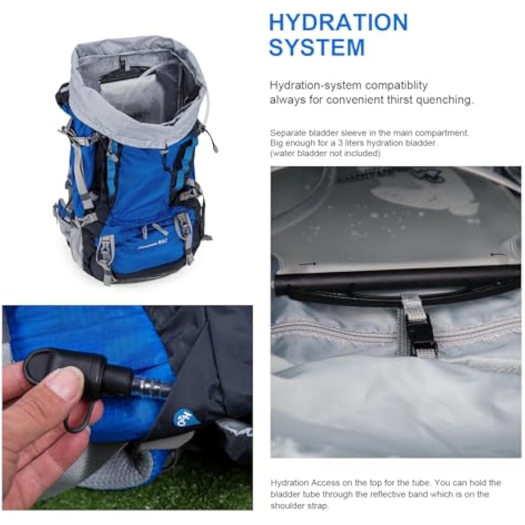 MOUNTAINTOP Hiking Backpack 80L Waterproof Mountaineering Backpack Large Camping Trekking Rucksack Multifunctional Climbing with Rain Cover External Frame Backpacks Default Title Default Title