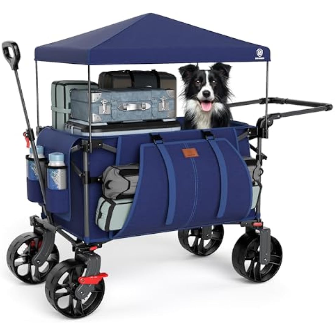 EVER ADVANCED 225L Festival Trolley on Wheels with Removable Canopy, 150KG Heavy Duty Camping Trolley, Push & Pull Beach Cart with 3 Large Pockets, Garden Folding wagon Fishing Blue Carts & Wagons Default Title Default Title