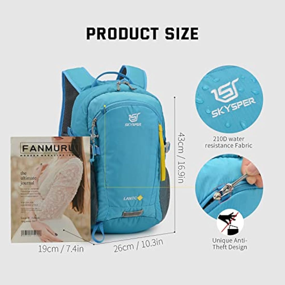 SKYSPER Small Hiking Backpack, 20L Lightweight Travel Backpacks Hiking Daypack Rucksack Women Men for Trekking Backpacking Outdoor Sports(Blue) Internal Frame Backpacks Default Title Default Title