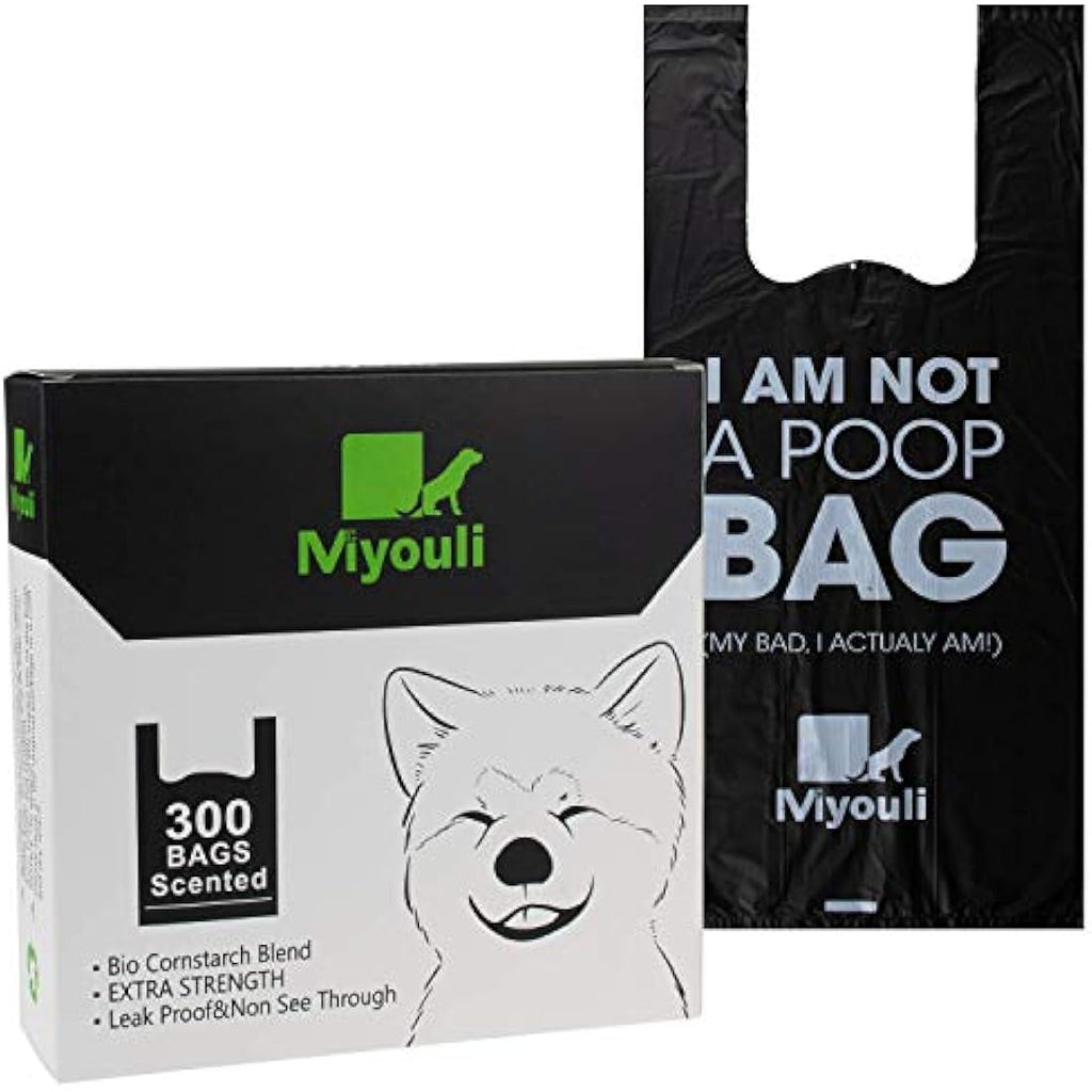 300 Counts Extra Thick Black Biodegradable Pet Poop Waste Bags With Handles for Dogs, Ocean Wind-Scented Bags Default Title Default Title