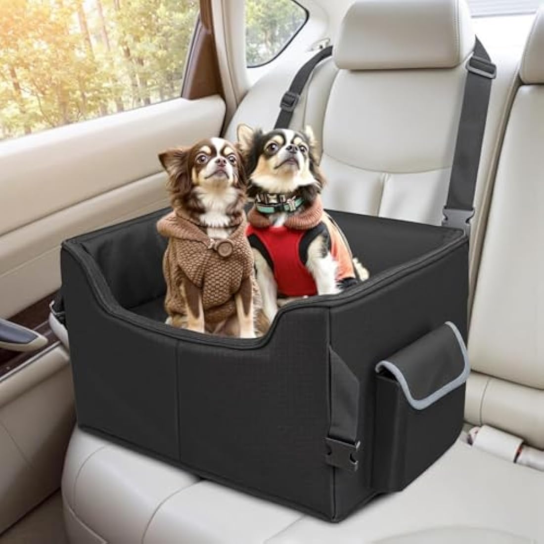 Babenest Dog Booster Car Seat, Extra Stable Pet Booster for Small to Medium-Sized Dogs Cats with Safety Leash, Washable Puppy Travel Car Seat Protector with Storage Pocket for Back Front Seat(M Black） Booster & Car Seats Default Title Default Title