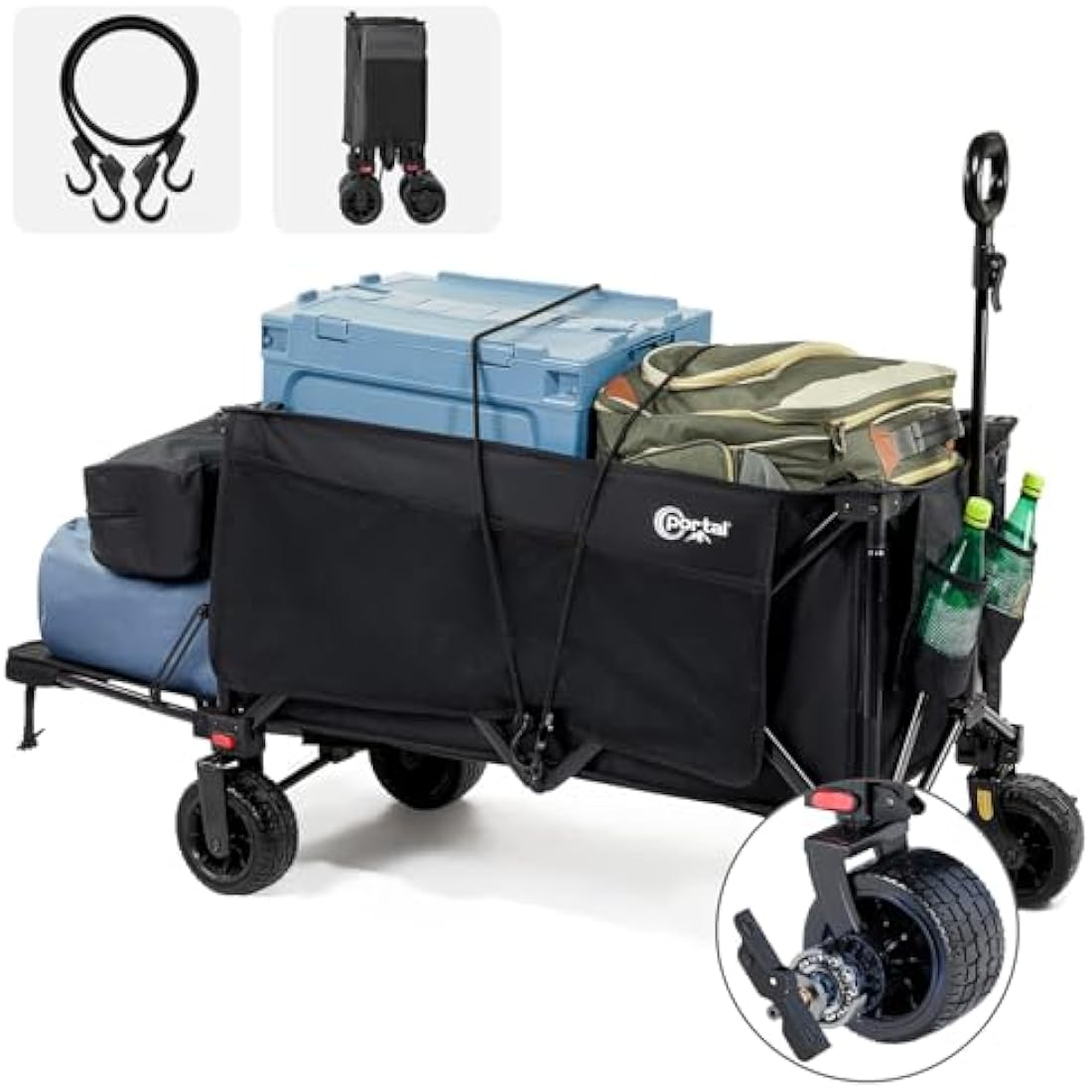 Portal Festival Trolley with Adjustable Tailgate Brakes 300L Beach Trolley for Sand with Wide Wheels Camping Cart Heavy Duty Folding Wagon Collapsible Trailer Buggy for Garden Event Carts & Wagons Default Title Default Title
