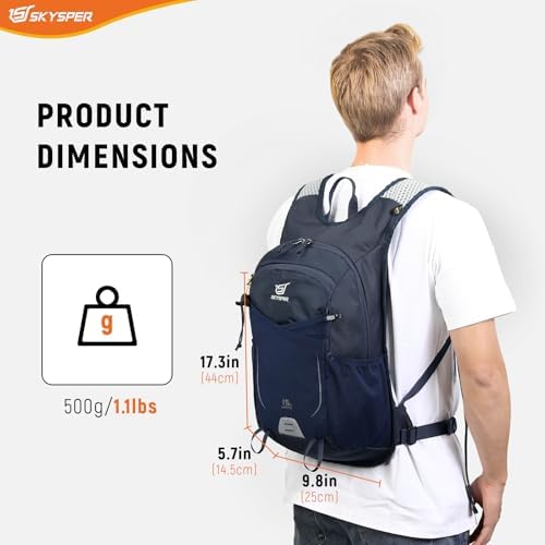 SKYSPER 15L Hiking Backpack Small Travel Daypack Breathable Lightweight Day Hike Rucksack with Shoulder Pocket Women Men Internal Frame Backpacks Default Title Default Title