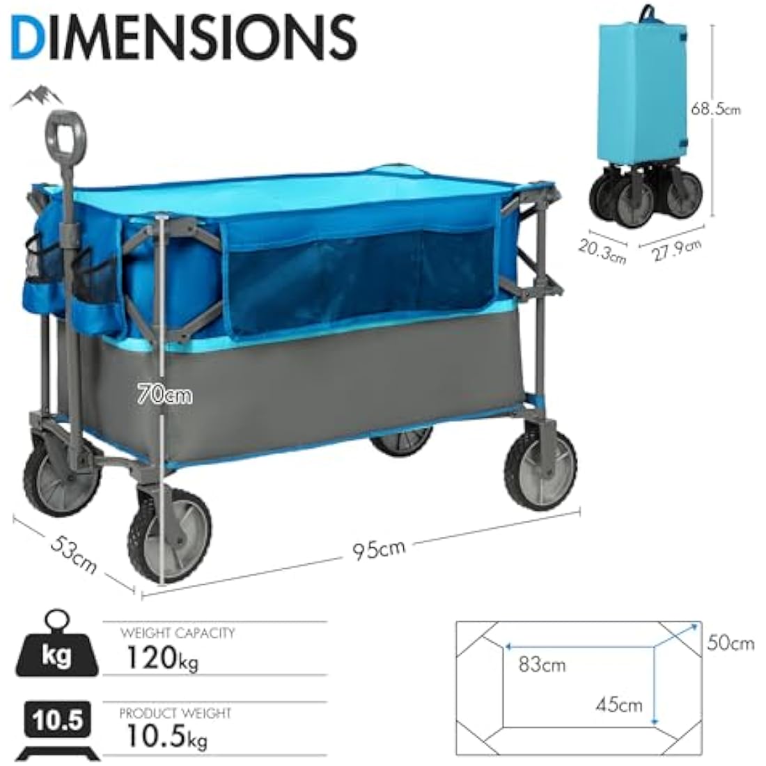 PORTAL XL Deeper Festival Trolley on Wheels 228L Larger Capacity Folding Camping Garden Beach Trolley Heavy Duty Pull along Cart Collapsible Wagon Foldable Picnic Trailer Hand Truck Carts & Wagons Default Title Default Title