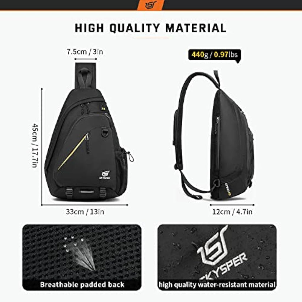 SKYSPER Sling Laptop Bag (Up to 13 Inch) - 18L Crossbody Sling Backpack Travel Shoulder Bag Hiking Daypack for Men Women Internal Frame Backpacks Default Title Default Title