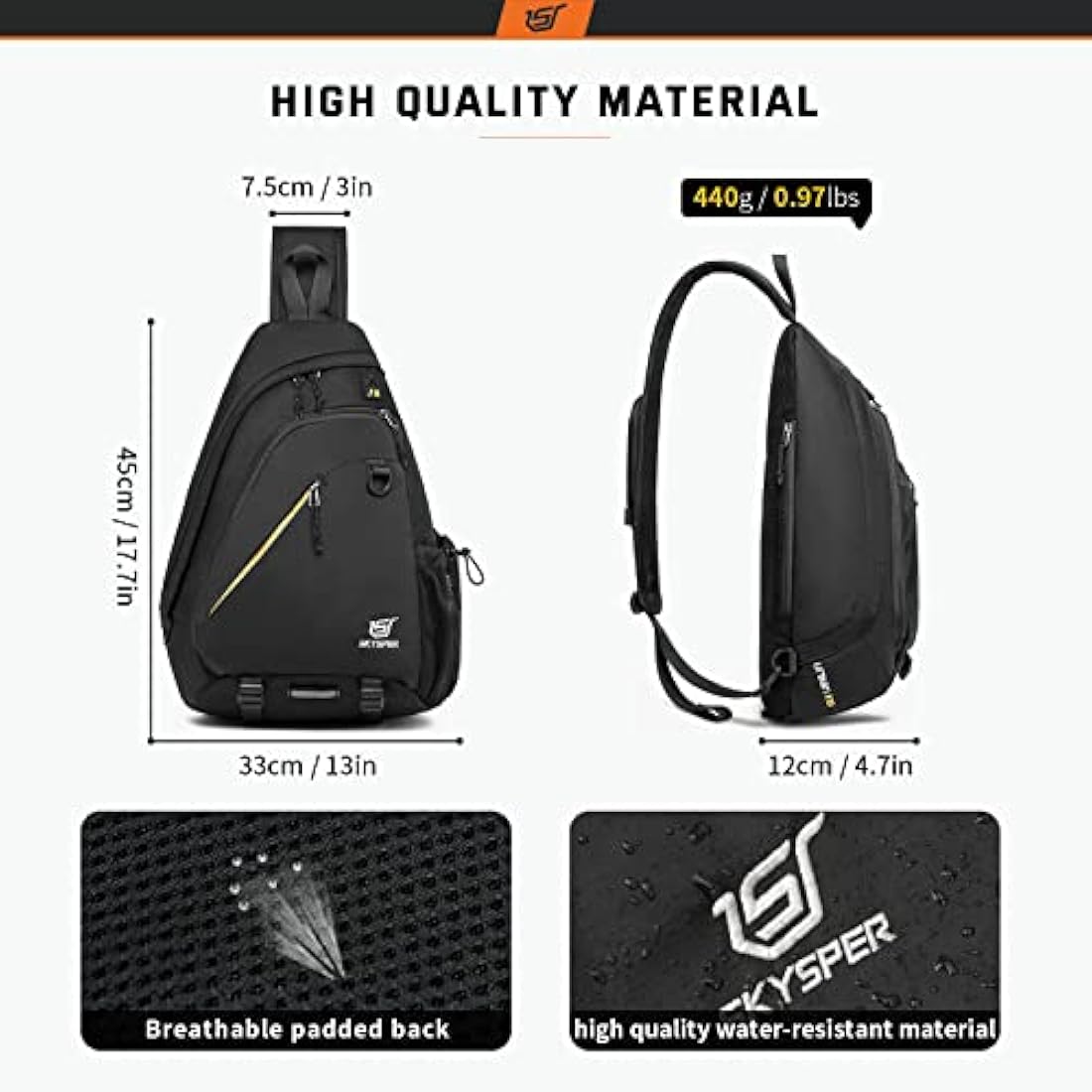 SKYSPER Sling Laptop Bag (Up to 13 Inch) - 18L Crossbody Sling Backpack Travel Shoulder Bag Hiking Daypack for Men Women Internal Frame Backpacks Default Title Default Title