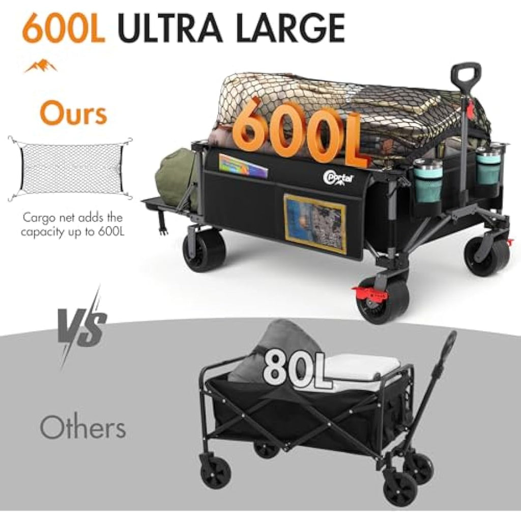 Portal Widened Folding Festival Trolley XXL With Brakes - Heavy Duty 600L Camping Cart, Beach Wagon, Collapsible Garden Cart for Picnic - 180KG Capacity Carts & Wagons Default Title Default Title