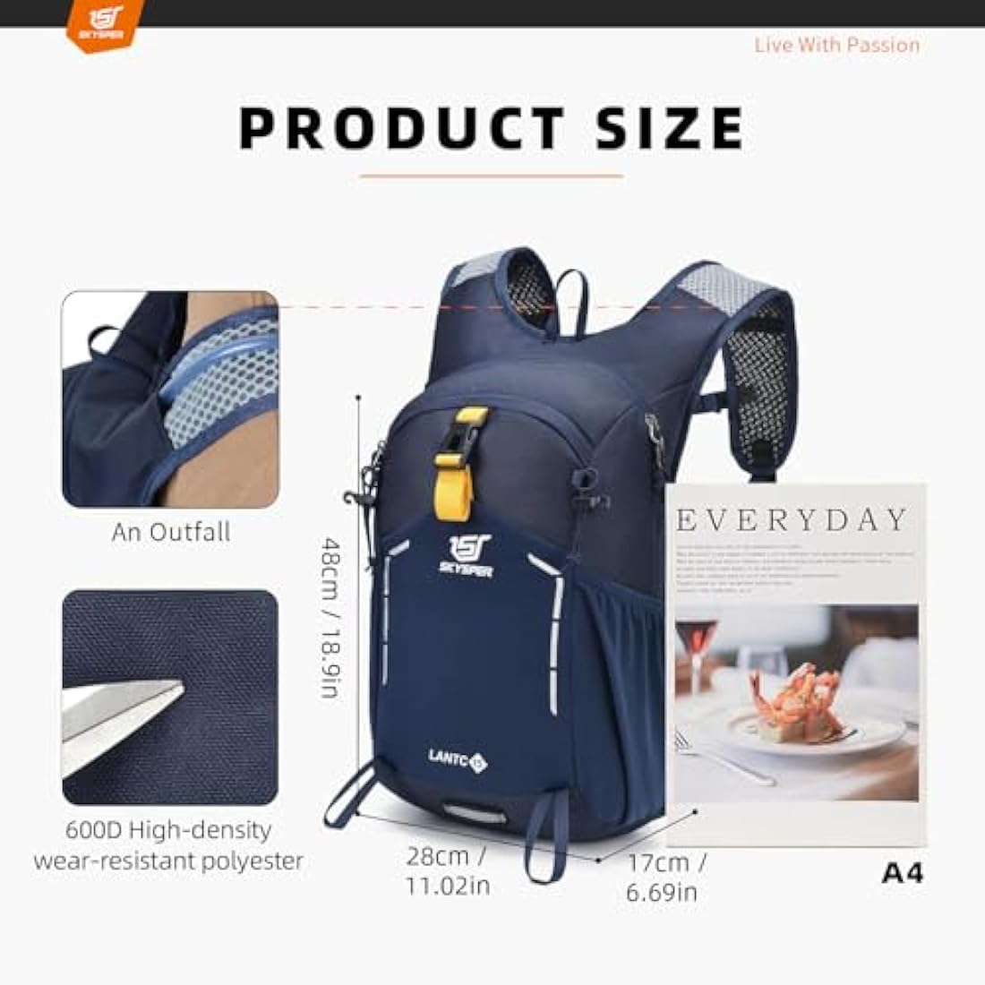 SKYSPER Small Hiking Backpack - 15L Travel Backpack Lightweight Bag Water Resistant Walking Backpack for Women Men Internal Frame Backpacks Default Title Default Title