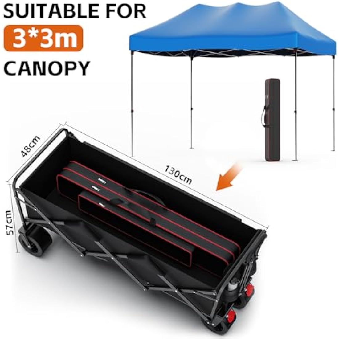 Folding Camping Trolley - Festival Trolley on Wheels Morpilot Portable Foldable Wagon 330lbs Beach Heavy-Duty Cart Picnic Transporter for Outdoor Shopping Sports Fishing Garden Carts & Wagons Default Title Default Title