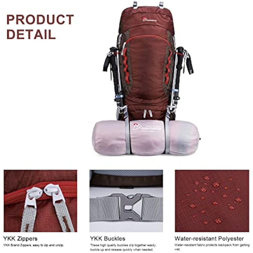MOUNTAINTOP Hiking Backpack 80L Waterproof Mountaineering Backpack Large Camping Trekking Rucksack Multifunctional Climbing with Rain Cover External Frame Backpacks Default Title Default Title