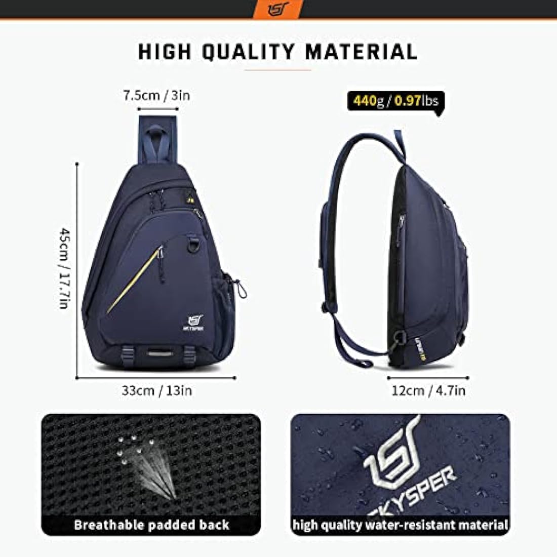 SKYSPER Sling Laptop Bag (Up to 13 Inch) - 18L Crossbody Sling Backpack Travel Shoulder Bag Hiking Daypack for Men Women Internal Frame Backpacks Default Title Default Title