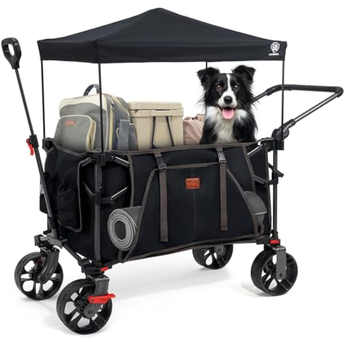 EVER ADVANCED 225L Festival Trolley on Wheels with Removable Canopy, 150KG Heavy Duty Camping Trolley, Push & Pull Beach Cart with 3 Large Pockets, Garden Folding wagon Fishing Carts & Wagons Default Title Default Title
