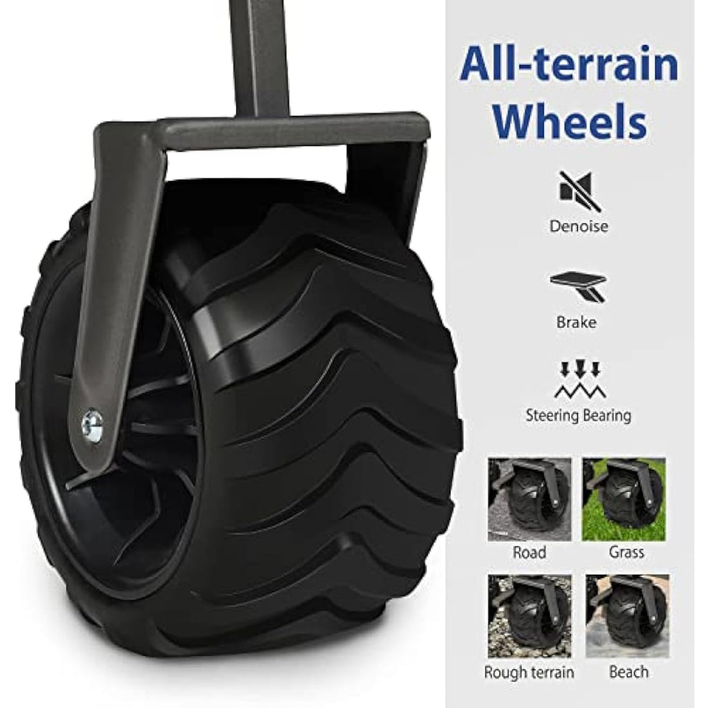 Sekey Folding Festival Trolley with Wide All-Terrain Wheels, 440LB Large Load Capacity, Heavy-Duty Camping Wagon with Brake, Sturdy Beach Garden Cart, Adjustable Handles & Drink Holders, Black & Grey Carts & Wagons Default Title Default Title