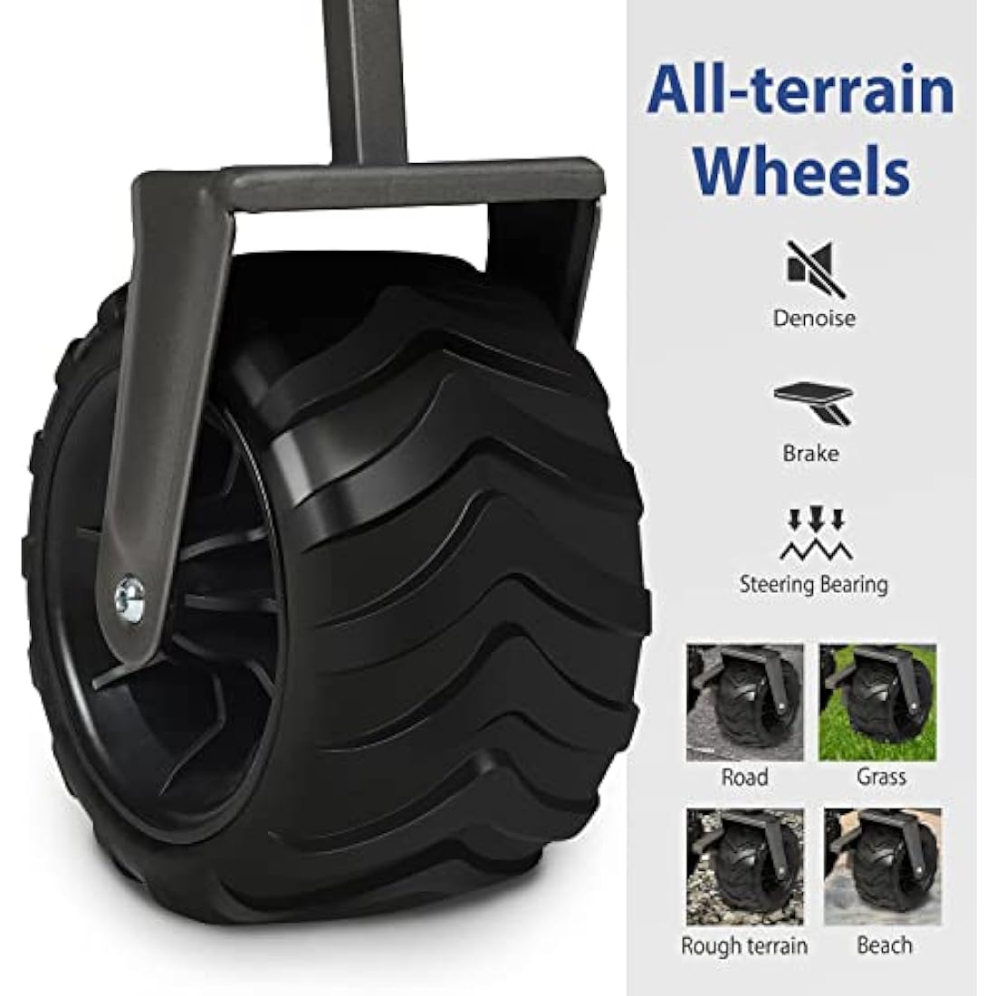 Sekey Folding Festival Trolley with Wide All-Terrain Wheels, 440LB Large Load Capacity, Heavy-Duty Camping Wagon with Brake, Sturdy Beach Garden Cart, Adjustable Handles & Drink Holders, Blue Carts & Wagons Default Title Default Title