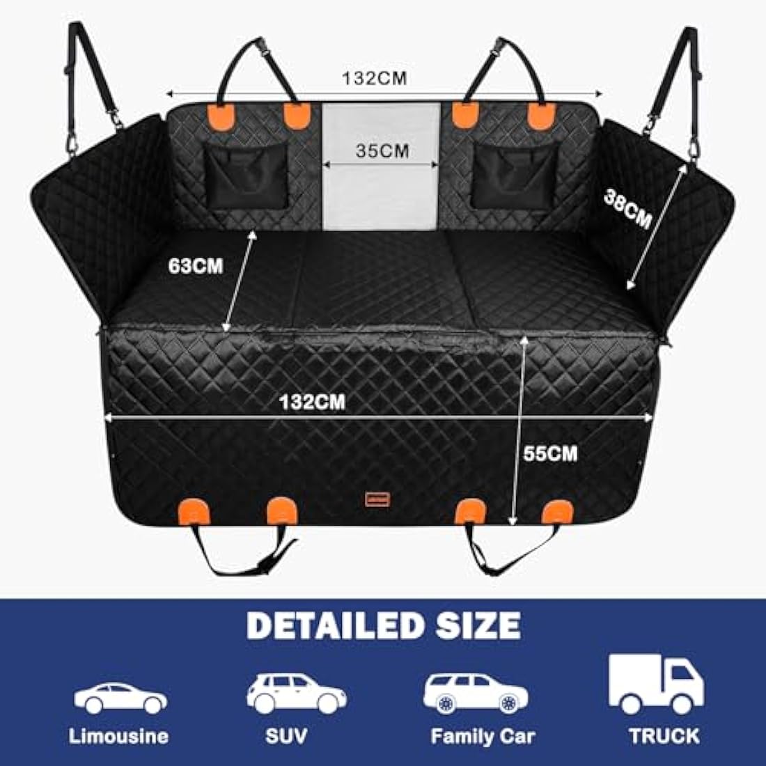 JOEJOY Back Seat Extender for Dogs - Dog Car Seat Cover for Dogs Waterproof & Foldable, Non-Slip Back Seat Cover with Hard Bottom for Cars, Trucks and SUVs, Suit for Travel Camping Seat Covers Default Title Default Title