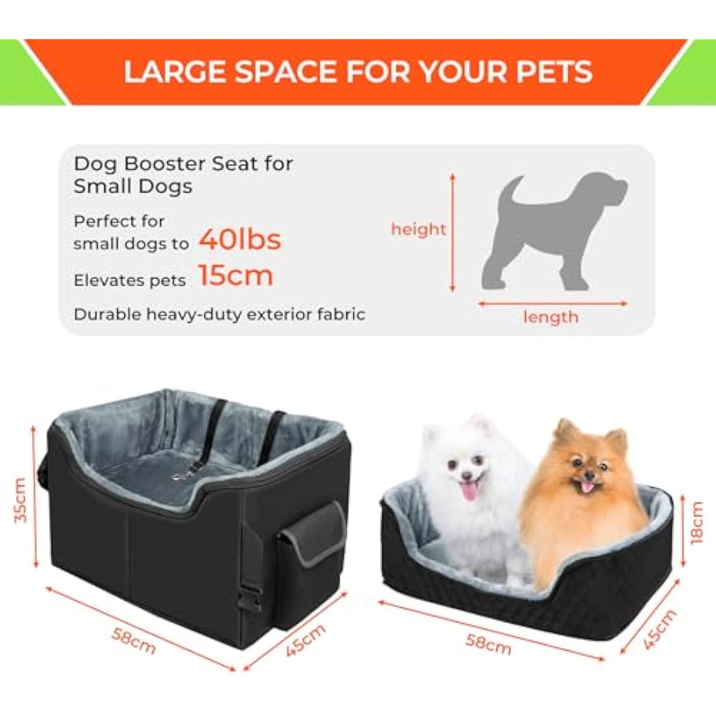 Babenest Dog Booster Car Seat, Extra Stable Pet Booster for Small to Medium-Sized Dogs Cats with Safety Leash, Washable Puppy Travel Car Seat Protector with Storage Pocket for Back Front Seat(M Black） Booster & Car Seats Default Title Default Title