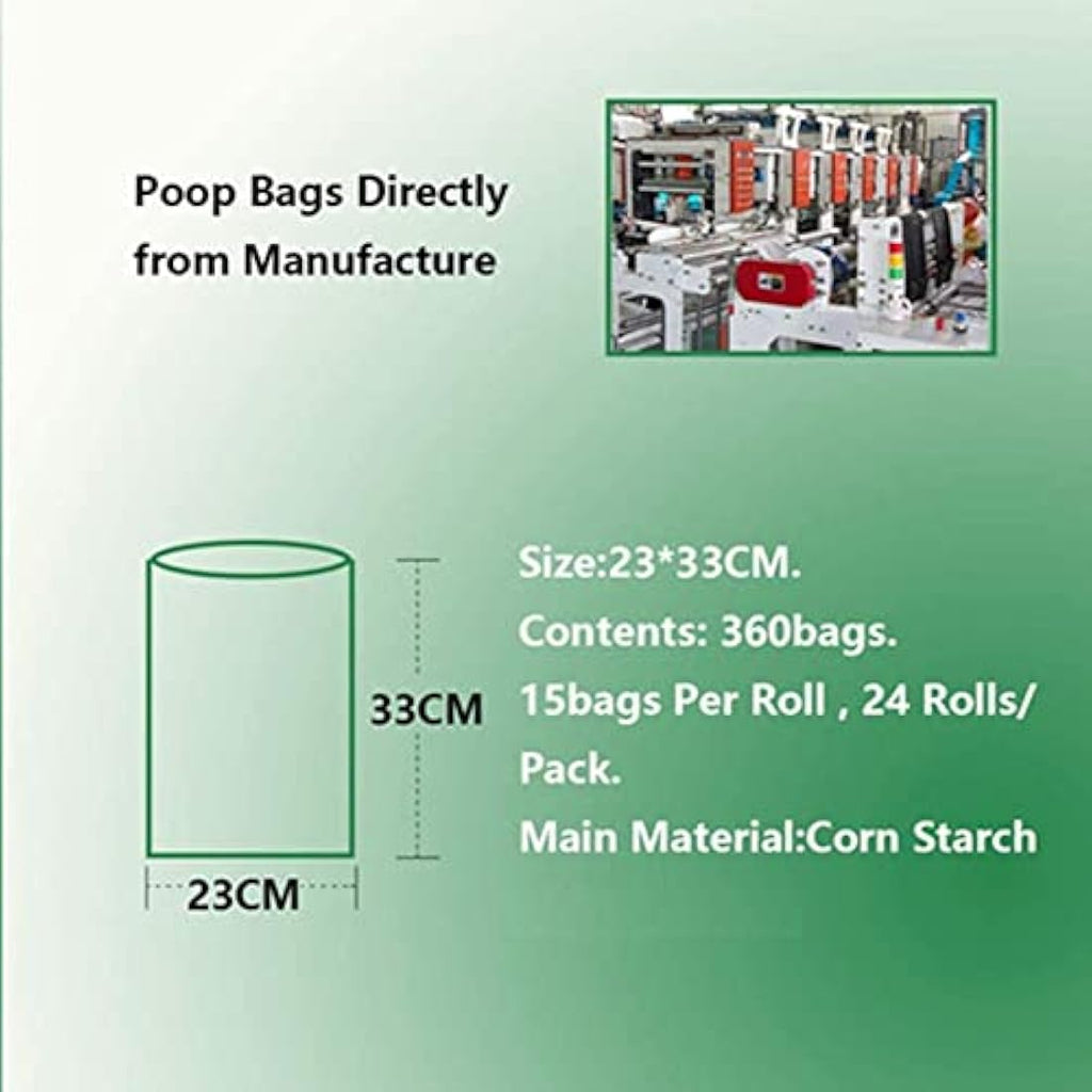 Green Maker Biodegradable 30% Thicker Dog Poop Bags 360 Dog Waste Bags Extra Thick Strong Made from Corn Starch Plants Based (Green) Bags Default Title Default Title