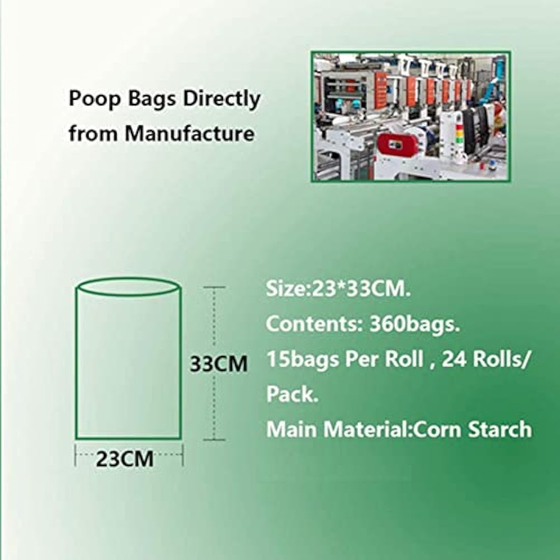 Green Maker Biodegradable 30% Thicker Dog Poop Bags 360 Dog Waste Bags Extra Thick Strong Made from Corn Starch Plants Based (Green) Bags Default Title Default Title