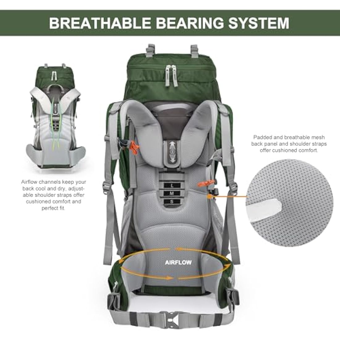 MOUNTAINTOP 70L Hiking Backpack water-resistant Internal Frame Backpacks Large Trekking Mountaineering Rucksack with Rain Cover for Men Women Cover Outdoor External Frame Backpacks Default Title Default Title