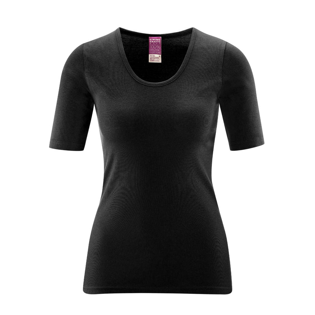 Organic Cotton Base Layer T-shirt: Womens S Black S / Black M / Black L / Black XL / Black S / Dark Rose M / Dark Rose L / Dark Rose XL / Dark Rose S / Natural M / Natural L / Natural XL / Natural
