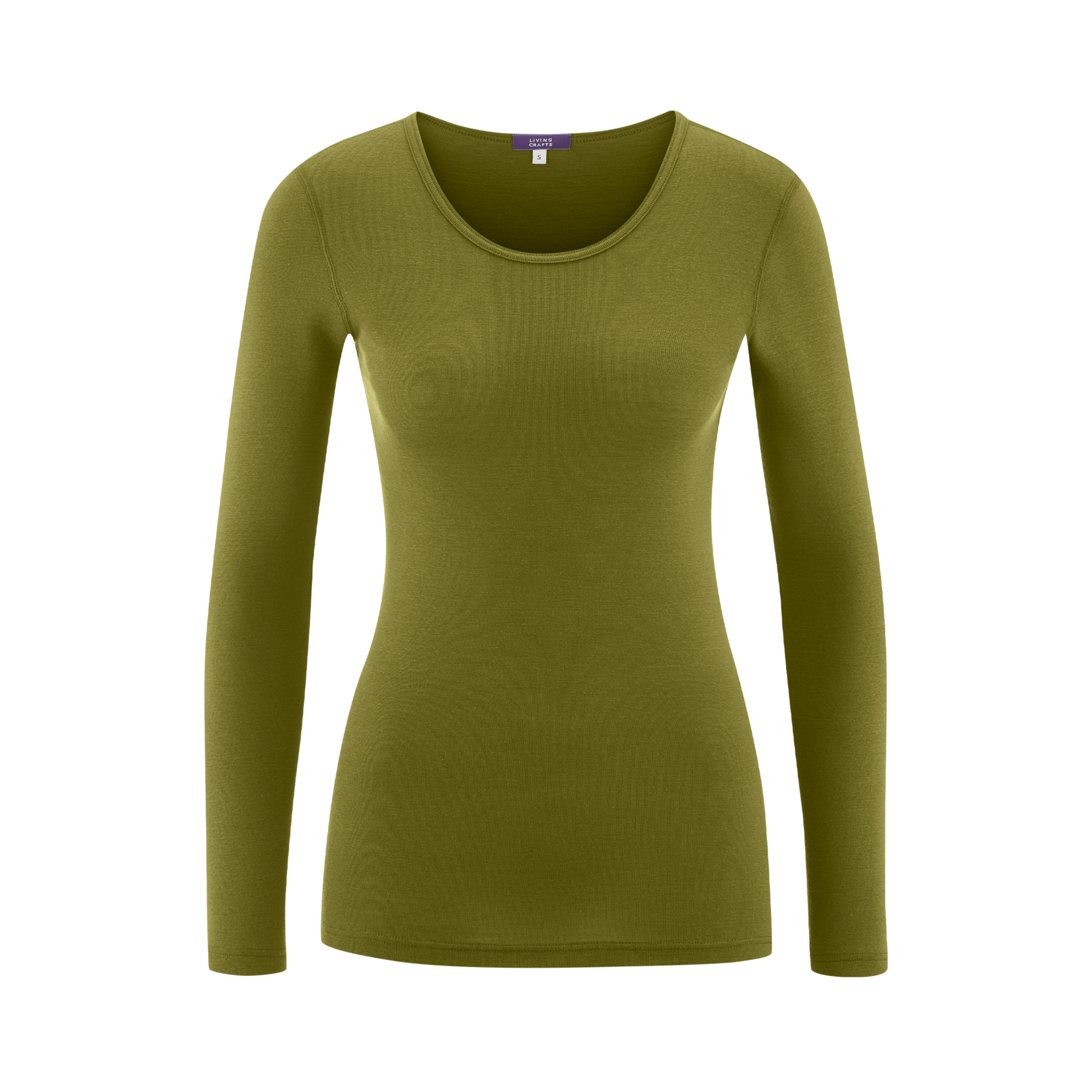 Wool & Organic Cotton Long Sleeve T-shirt: Womens XS Avocado XS / Avocado XS / Mid Blue XS / Potters Clay XS / Purple S / Avocado S / Mid Blue S / Potters Clay S / Purple M / Avocado M / Mid Blue M / Potters Clay M / Purple L / Avocado L / Mid Blue L / Potters Clay L / Purple XL / Avocado XL / Mid Blue XL / Potters Clay XL / Purple