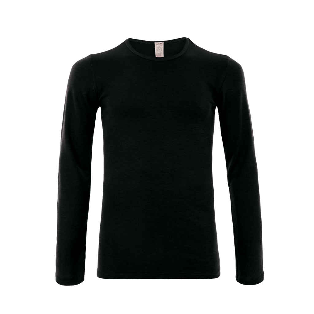 Organic Wool & Silk Long Sleeve T-shirt: Mens S Black S / Black M / Black L / Black XL / Black 2XL / Black S / Natural M / Natural L / Natural XL / Natural 2XL / Natural S / Petrol M / Petrol L / Petrol XL / Petrol 2XL / Petrol