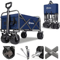 Sekey Folding Festival Trolley with Wide All-Terrain Wheels, 440LB Large Load Capacity, Heavy-Duty Camping Wagon with Brake, Sturdy Beach Garden Cart, Adjustable Handles & Drink Holders, Blue Carts & Wagons Default Title Default Title