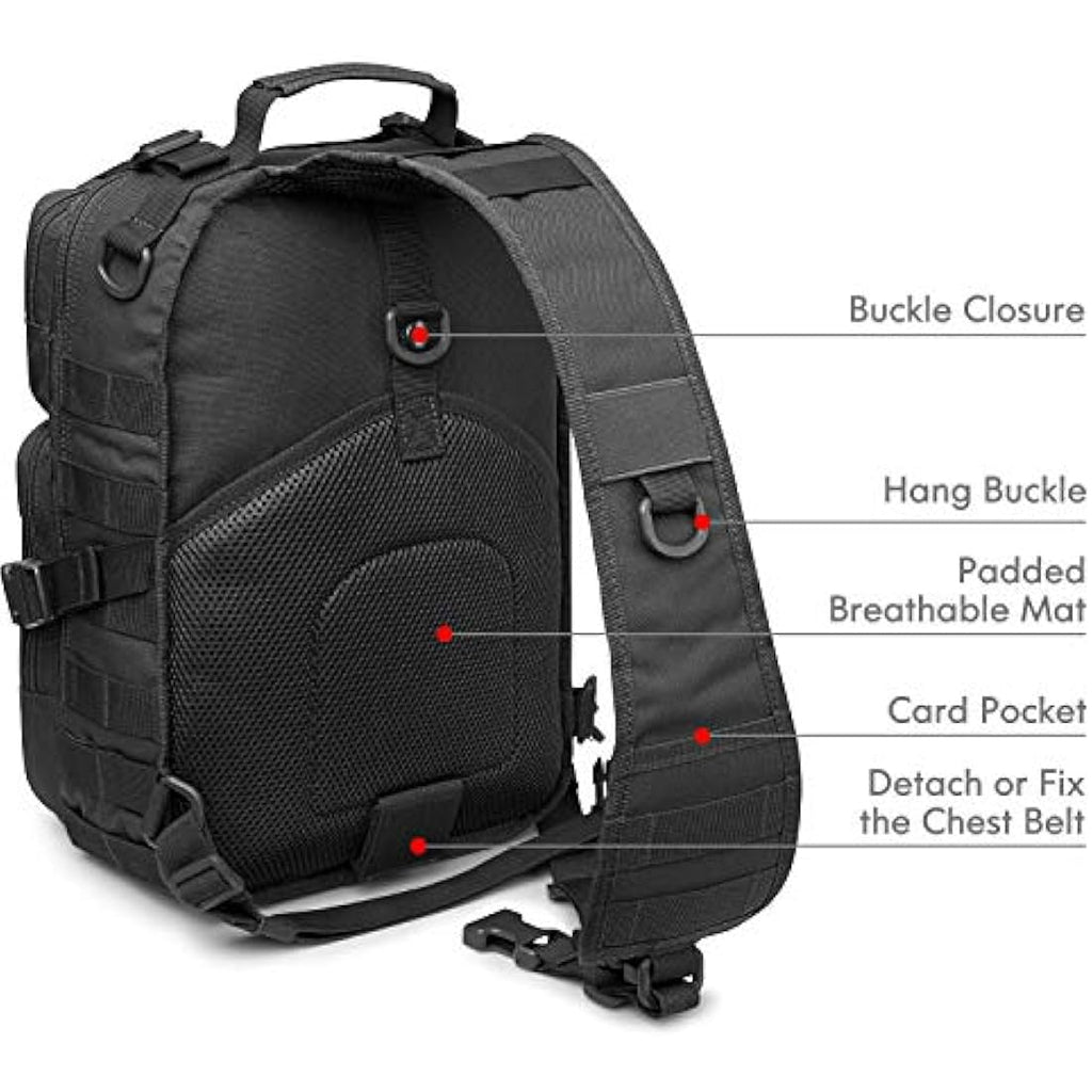 G4Free Tactical Sling Backpack Big Molle EDC Range Bag Pack Assault Military Shoulder Rucksack One Strap Daypack Internal Frame Backpacks Default Title Default Title